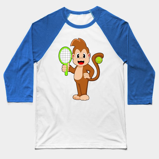 Monkey Tennis Tennis racket Baseball T-Shirt by Markus Schnabel